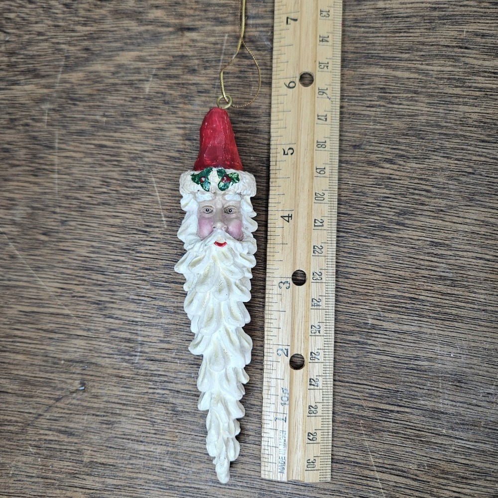 Vintage Style Santa Claus Icicle Christmas‎ Ornament Resin Red White 6.5 Inch